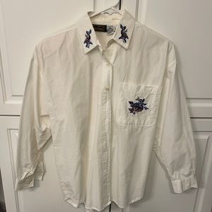 Eddie Bauer button down with floral embroidery